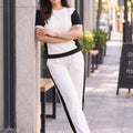 Women's Colourblocked T-shirt with Trousers — Off White