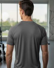 Men's Moisture-Wicking Raglan Athletic Gym T-Shirt — Dark Grey — Thumbnail 3
