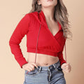 Women's Cross-Front Crop Hoodie — White