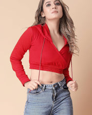 Women's Cross-Front Crop Hoodie — White — Thumbnail 1