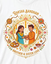 Sibling Love Raksha Bandhan Celebration Graphic Cotton T-Shirt — White — Thumbnail 2