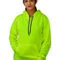 Unisex Long Sleeves Fleece Hooded Pullover Sweatshirt — Fluorescent Green