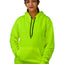Unisex Long Sleeves Fleece Hooded Pullover Sweatshirt — Fluorescent Green