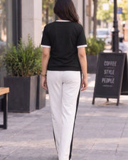 Women's Colourblocked T-shirt with Trousers — Off White — Thumbnail 7