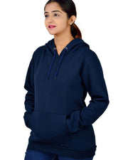 Women's Hooded Fleece Pullover Sweatshirt — Navy Blue — Thumbnail 3