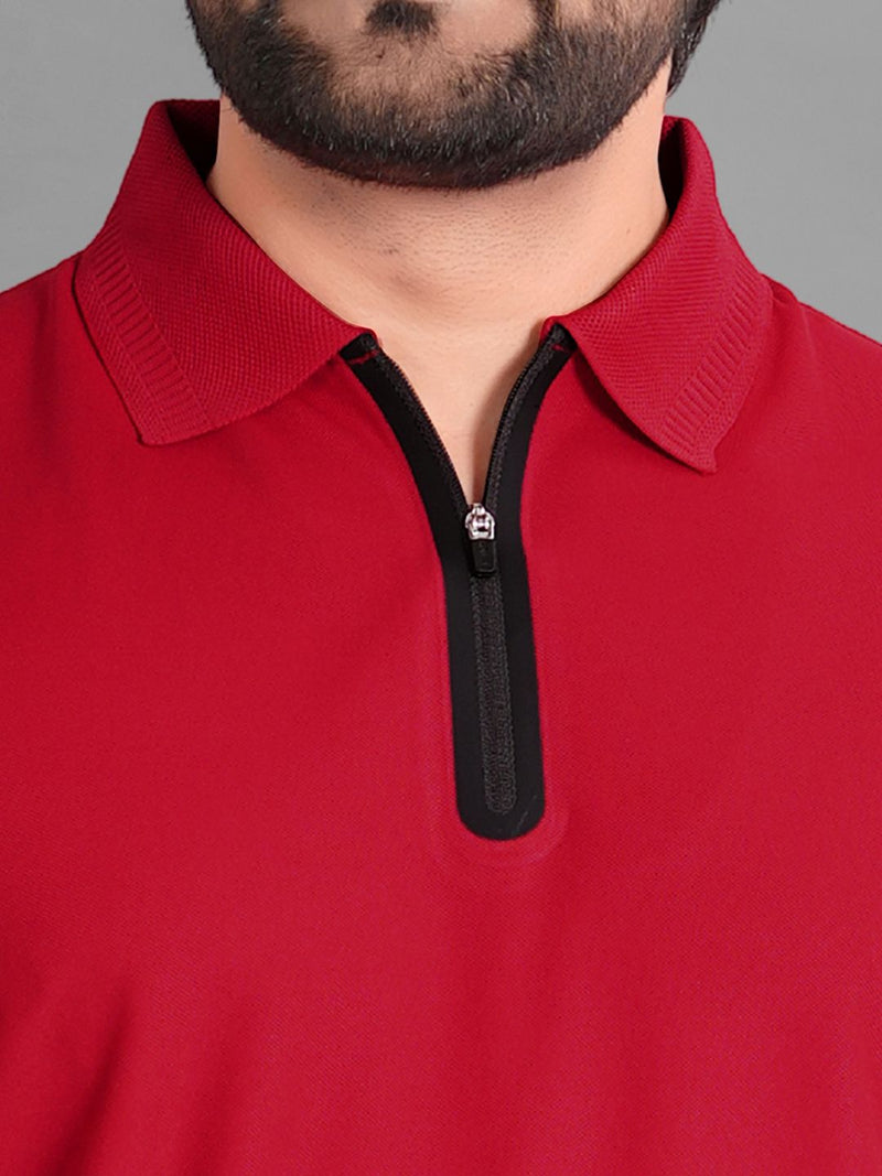 Men's Polo Collar Pockets T-Shirt — Red — Quality Craftsmanship Anatomy