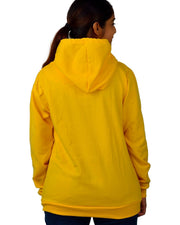 Unisex Long Sleeves Fleece Hooded Pullover Sweatshirt — Yellow — Thumbnail 5