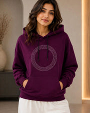 Women Embellished Hooded Sweatshirt — Burgundy — Thumbnail 6