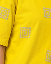 Women's Printed Drop-Shoulder Sleeves T-Shirt — Yellow — Thumbnail 2