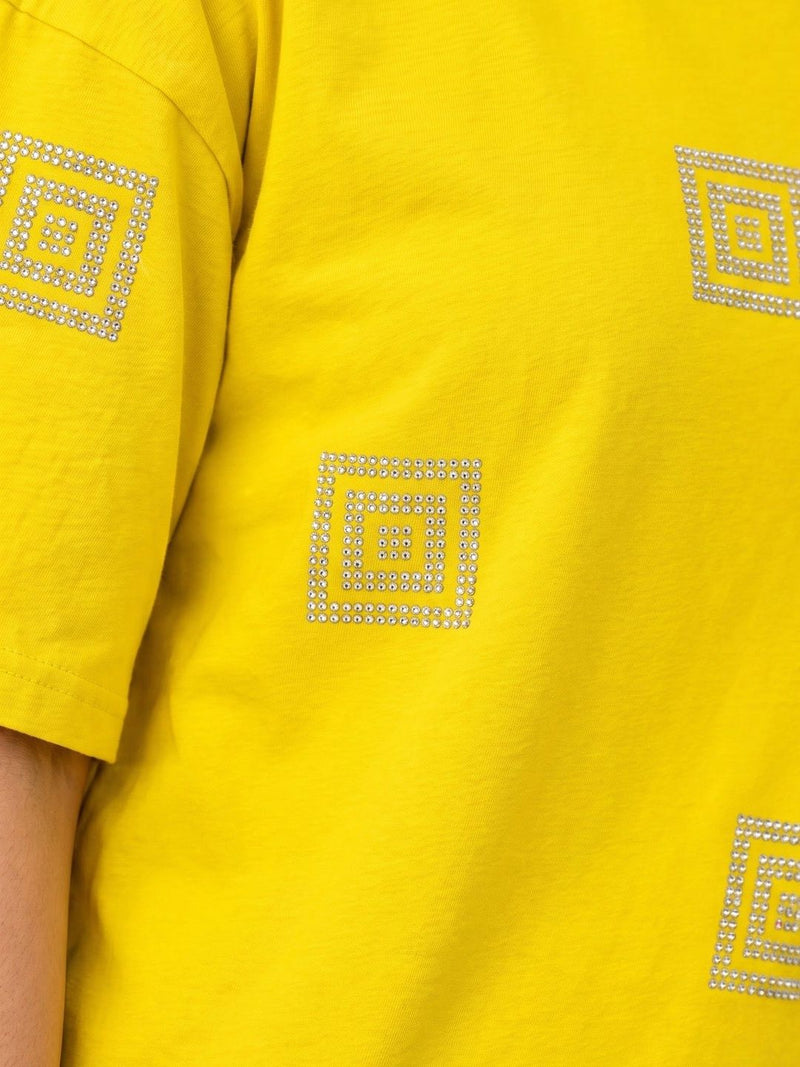 Women's Printed Drop-Shoulder Sleeves T-Shirt — Yellow — Quality Craftsmanship Anatomy