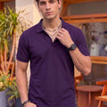 Men's All-Over Printed Polo Collar T-Shirt — Purple