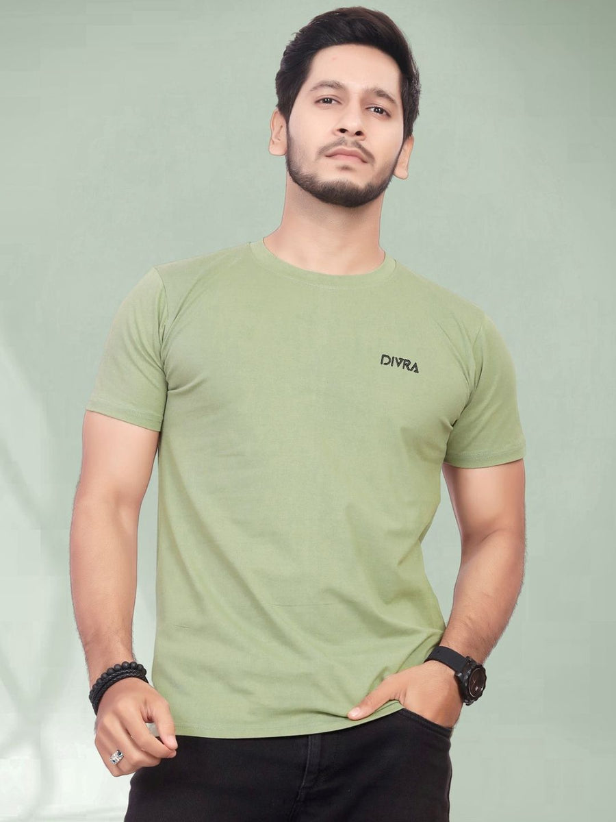 Men Pure Cotton T-shirt — Olive — Tshirt Factory India Direct Manufacturer Surat