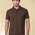 Men Polo Collar Slim Fit T-shirt — Coffee Brown
