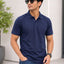 Men's Solid Polo Collar T-Shirt — Navy Blue