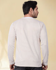 Men Round Neck Full Sleeve Striped T-shirt — Brown — Thumbnail 7