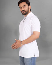Men's Polo Collar Pockets T-Shirt — White — Thumbnail 4
