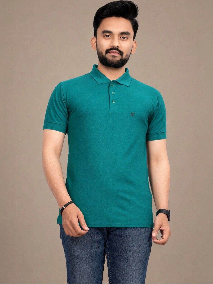 Men's Polo Collar T-Shirt — Teal — Custom Print Studio