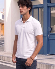 Men's All-Over Printed Polo Collar T-Shirt — White — Thumbnail 6