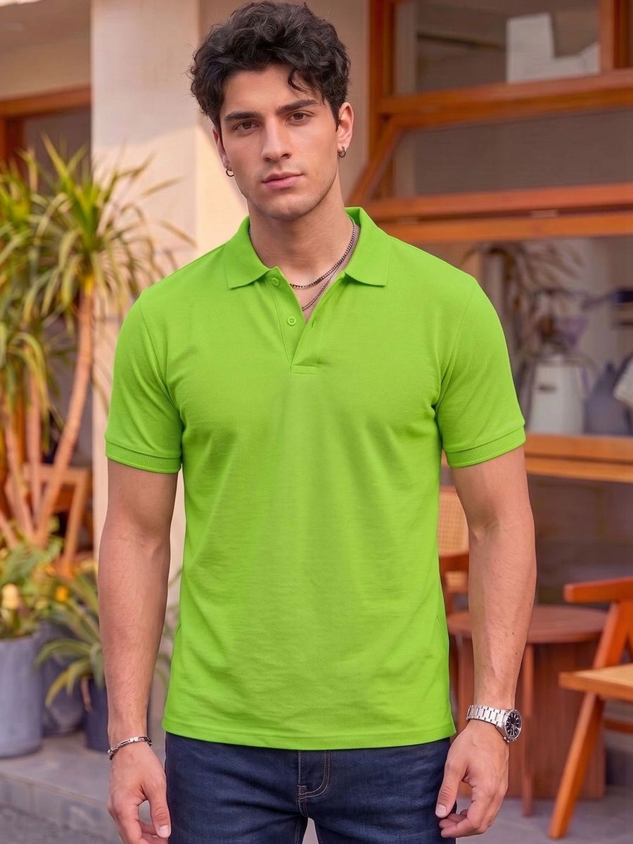 Men's All-Over Printed Polo Collar T-Shirt — Green — Tshirt Factory India Direct Manufacturer Surat
