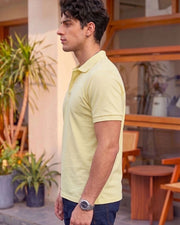 Men's All-Over Printed Polo Collar T-Shirt — Yellow — Thumbnail 2