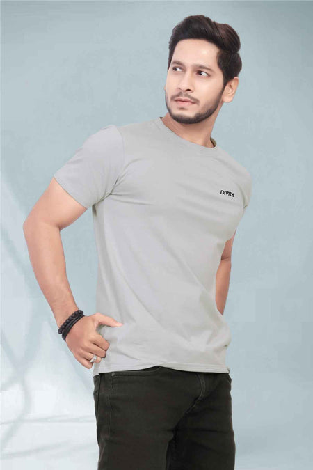 Regular Fit Pure Cotton Round Neck T-Shirt Grey — Tshirt Factory India Direct Wholesale Manufacturer