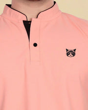 Men's Mandarin Collar T-Shirt — Peach — Thumbnail 4