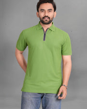 Men's Polo Collar Pockets T-Shirt — Green — Thumbnail 1