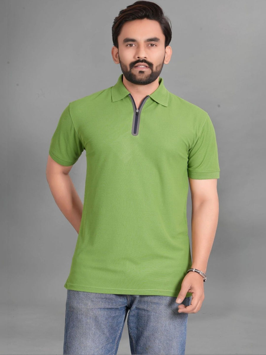 Men's Polo Collar Pockets T-Shirt — Green — Tshirt Factory India Direct Manufacturer Surat