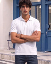 Men's All-Over Printed Polo Collar T-Shirt — White — Thumbnail 1