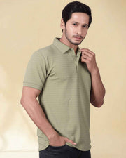 Men Polo Collar T-shirt — Olive — Thumbnail 5