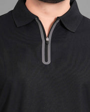 Men's Polo Collar Pockets T-Shirt — Black — Thumbnail 7
