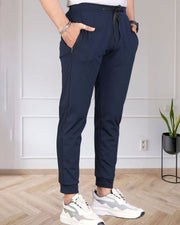 Men Mid-Rise Track Pants — Navy Blue — Thumbnail 3
