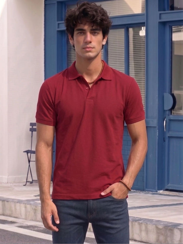 Men's All-Over Printed Polo Collar T-Shirt — Red — Tshirt Factory India Direct Wholesale Manufacturer