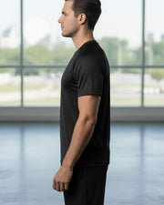 Men's Moisture-Wicking Raglan Athletic Gym T-Shirt — Black — Thumbnail 2