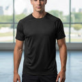 Men's Moisture-Wicking Raglan Athletic Gym T-Shirt — Black