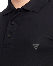 Men's Polo Collar T-Shirt — Jet Black — Thumbnail 2