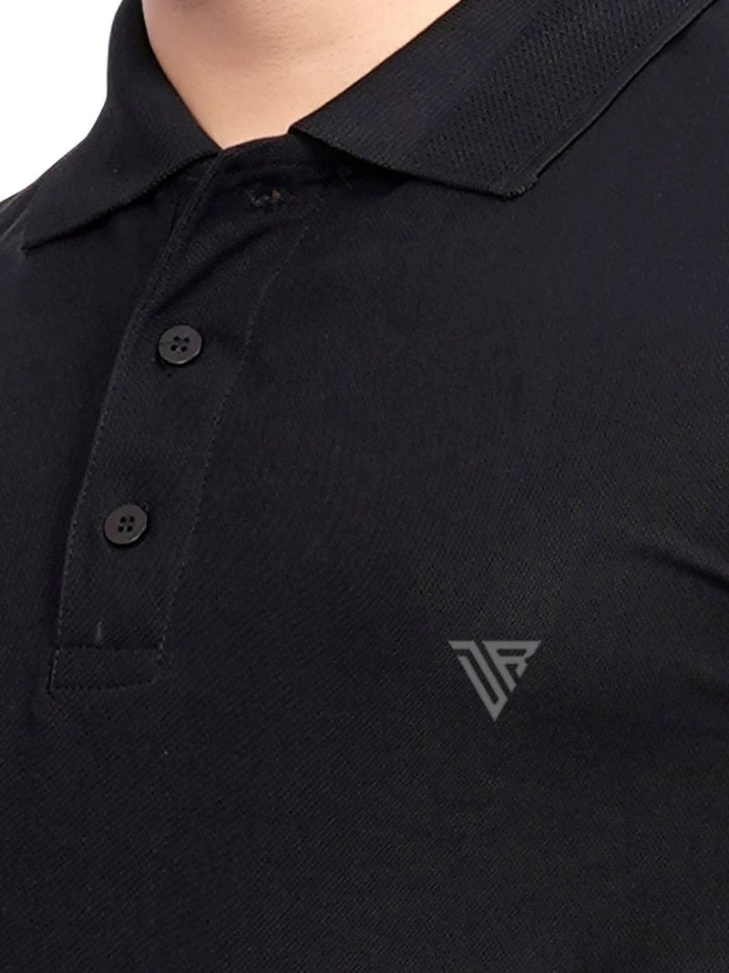 Men's Polo Collar T-Shirt — Jet Black — Quality Craftsmanship Anatomy