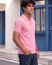 Men's All-Over Printed Polo Collar T-Shirt — Pink — Thumbnail 2
