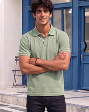 Men's All-Over Printed Polo Collar T-Shirt — Green — Thumbnail 2