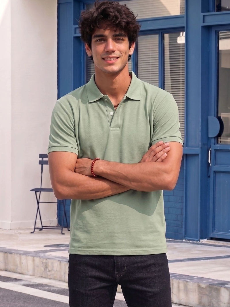 Men's All-Over Printed Polo Collar T-Shirt — Green — Quality Craftsmanship Anatomy