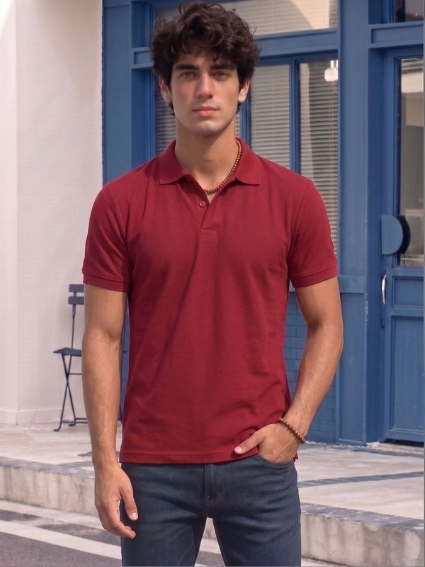 Men's All-Over Printed Polo Collar T-Shirt — Maroon — Tshirt Factory India Direct Wholesale Manufacturer