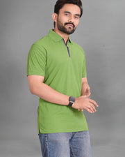 Men's Polo Collar Pockets T-Shirt — Green — Thumbnail 3
