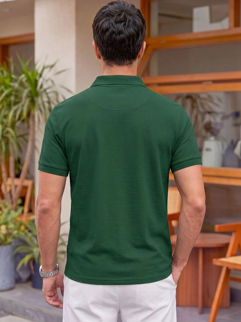 Men's Polo Collar T-Shirt — Green — Quality Craftsmanship Anatomy