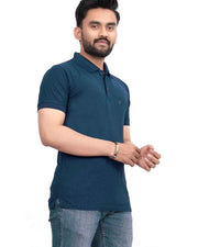 Men's Polo Collar T-Shirt — Petrol Blue — Thumbnail 3