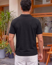 Men's Polo Collar T-Shirt — Black — Thumbnail 3