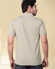 Men Polo Collar Slim Fit T-shirt — Cream — Thumbnail 7