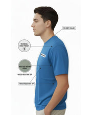 Men Organic Cotton Blend Pockets T-shirt — Blue — Thumbnail 6