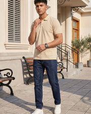 Men's Polo Collar T-Shirt — Beige — Thumbnail 4