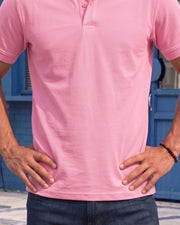 Men's All-Over Printed Polo Collar T-Shirt — Pink — Thumbnail 4