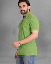 Men's Polo Collar Pockets T-Shirt — Green — Thumbnail 6